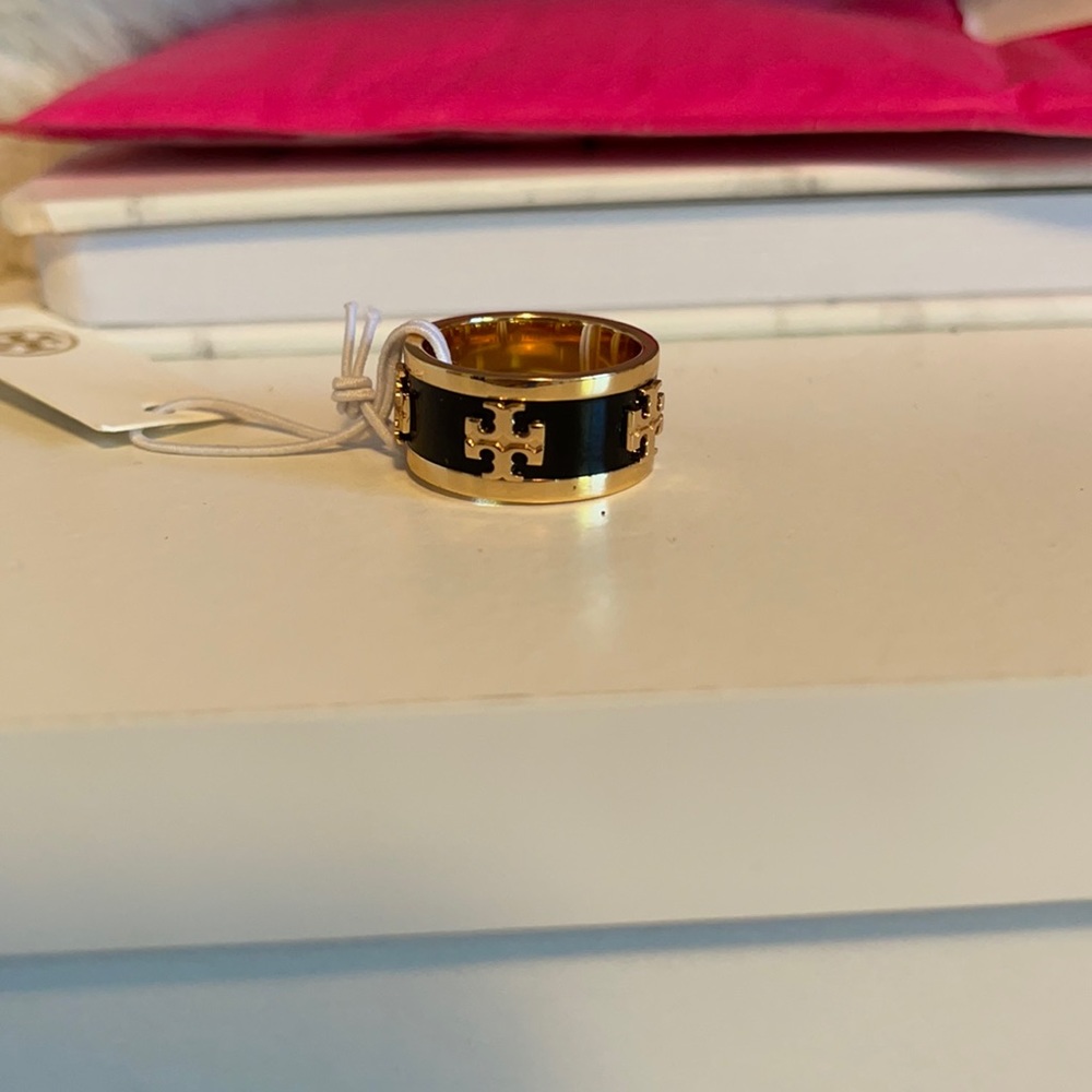 Tory Burch Enamel Raised Logo Ring